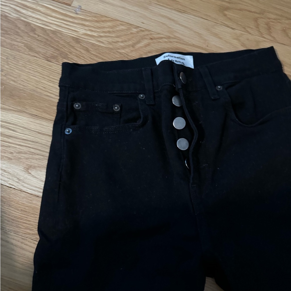 Reformation Harper button fly high rise jeans black size 27 - Picture 3 of 4